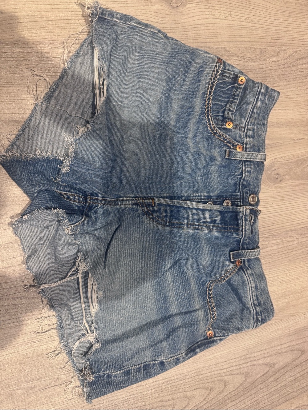 Levi's Light Blue Distressed Denim Cutoff Shorts